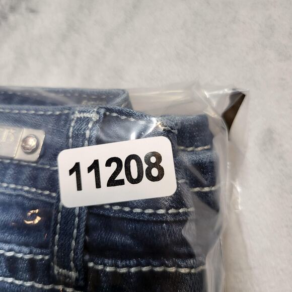 ReRock for Express Jeans Womens 6R Bootcut Stretch Distressed Embroidered Denim - Picture 11 of 11